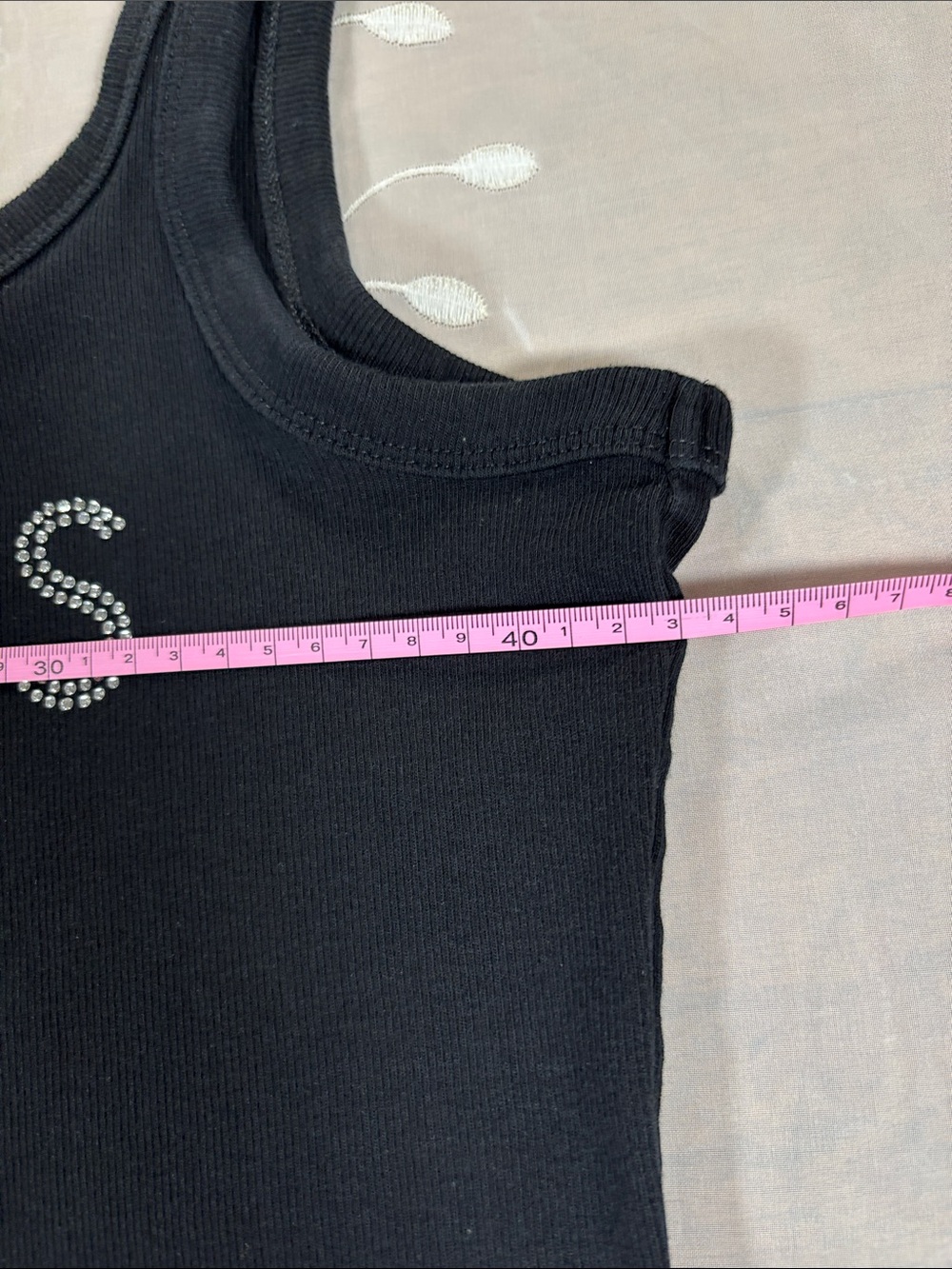 GUESS Black Tank Top with Rhinestone Logo Size Large - Picture 7 of 10